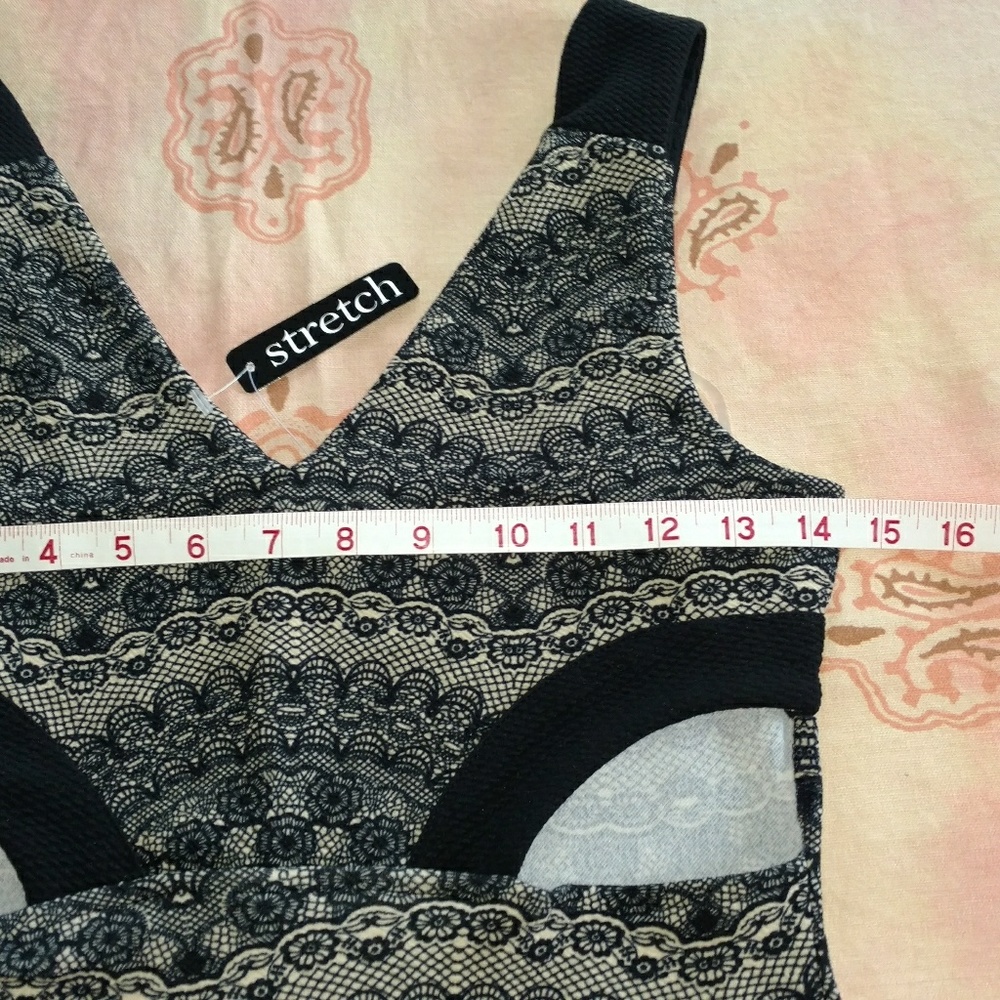 Lace Pattern Dress Sleeveless Bodycon Stretchy Cut Outs - Picture 7 of 10